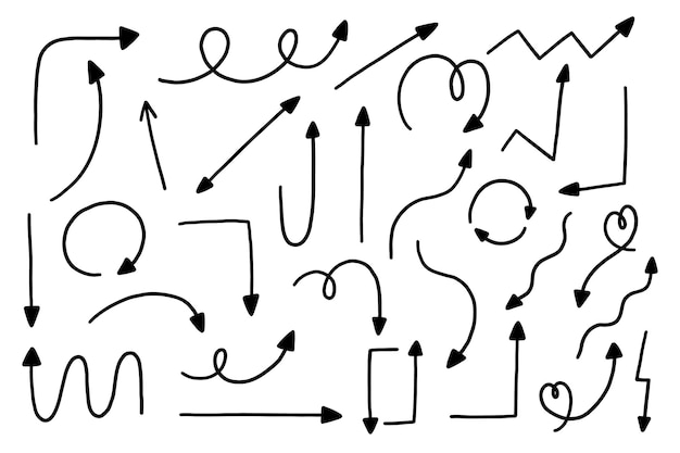 Einfache Doodle Richtpfeile Sammlung