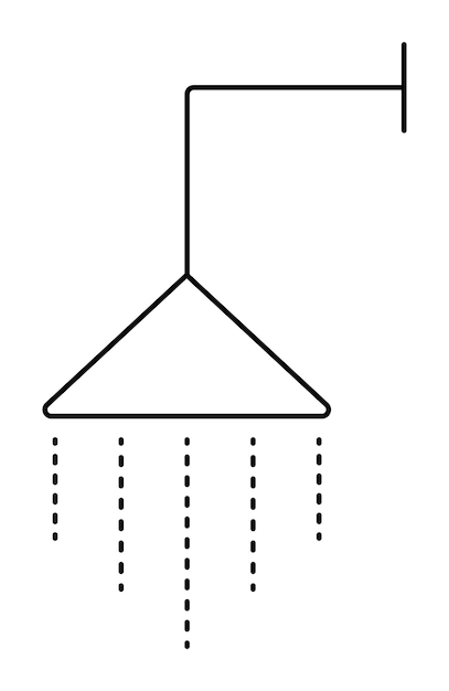 Vektor einfache duschillustration schwarze linie bearbeitbarer strich pixel perfektes vektorzeichen des wassersprinklers