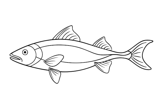 Einfache Fischkontur-Illustration für Malblätter oder Vorlagen