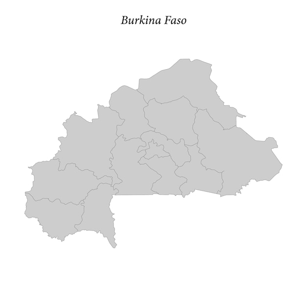 Einfache flache Karte von Burkina Faso mit Bezirksgrenzen