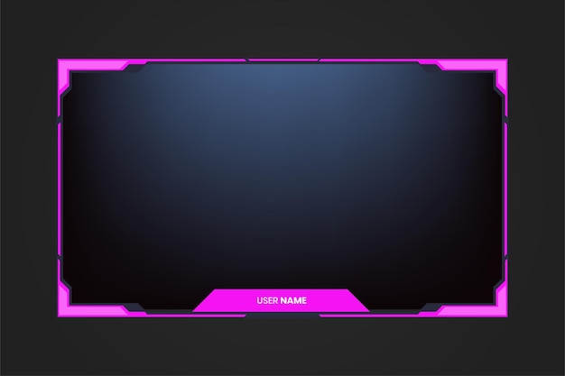 Einfache Gaming-Bildschirmschnittstelle und Streaming-Overlay-Vektor mit mädchenhaften rosa Farben Online-Girl-Gamer-Bildschirmdekoration auf dunklem Hintergrund Streaming-Overlay-Vorlagenvektor mit Schaltflächen