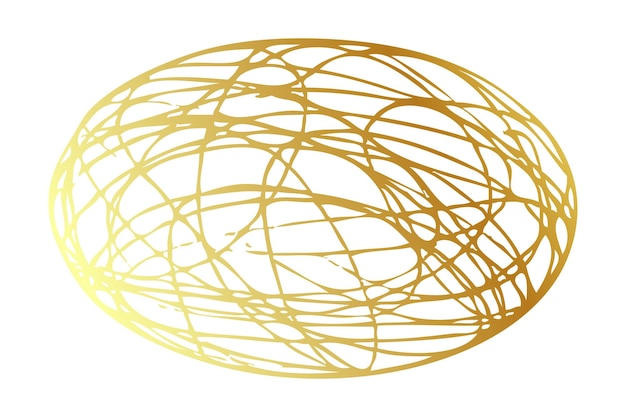 Einfache handgezeichnete vektorskizze gold oder goldener ovaler rahmen kritzeln