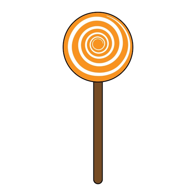 Einfache illustration von süßen süßigkeiten auf einem stock für den halloween-tag flacher stil