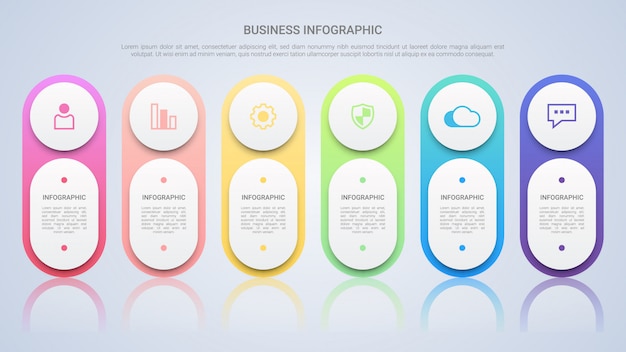 Einfache infografik-vorlage für das geschäft mit six steps multicol