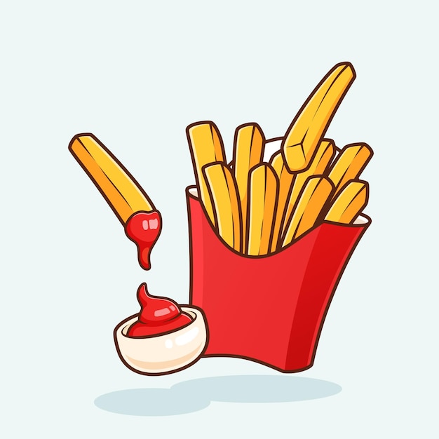 einfache kartoffelpommes mit ketchup isolierte vektordesignillustration