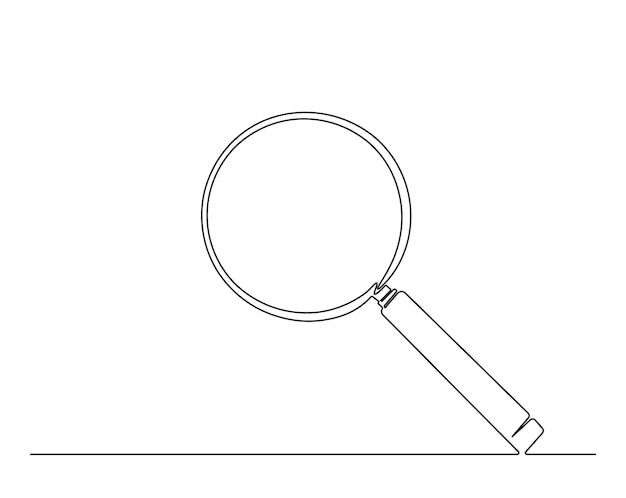 Einfache kontinuierliche Einzeilzeichnung von Vergrößerungsglas