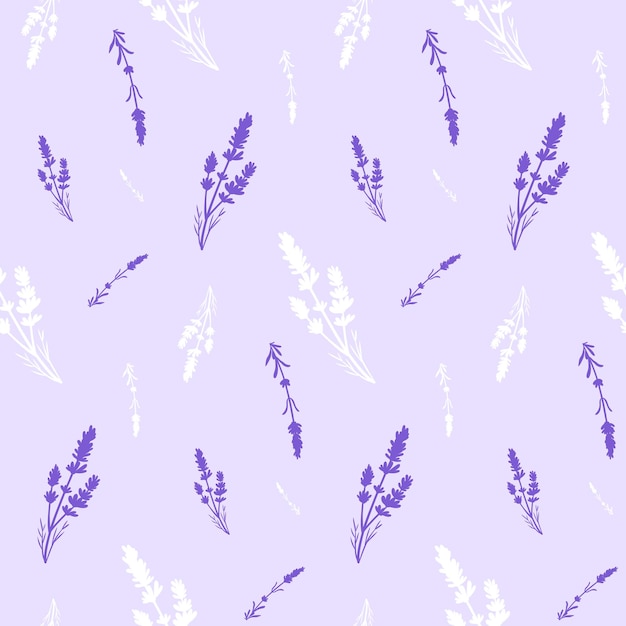 Einfache lavendel-blumen-vektor-nahtloses muster-design