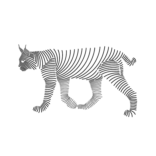 Einfache Linienkunstillustration eines Luchs 3