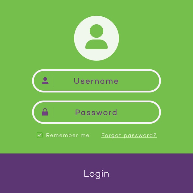 Einfache Login-Seite Form moderner flacher Stil für App-Entwicklung Online-Registrierung Smartphone-Mockups Website ui Elemente Benutzerprofil Zugriff auf Konto-Konzept Vektor 10 eps