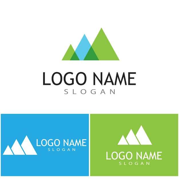 Einfache moderne berglandschaft logo design vector, rocky ice top mount peak silhouette