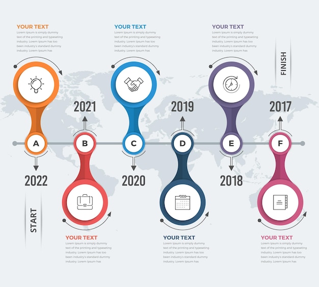 Vektor einfache moderne horizontale timeline-infografiken