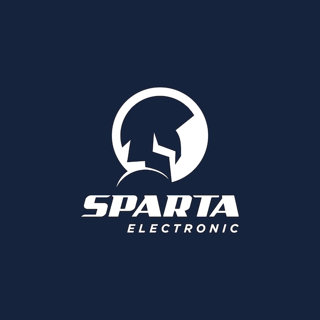 Vektor einfache moderne sparta warrior face logo design-vorlage mit donnerauge