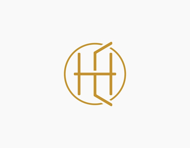 Vektor einfache monogram gold h abgerundete logo-design-vorlage