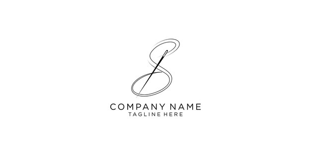 Einfache Nähnadel-Logo-Design-Vorlage mit modernem Konzept und Premium-Vektor