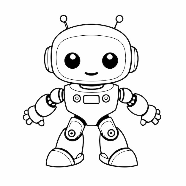 Vektor einfache roboterillustration für kinderbücher.