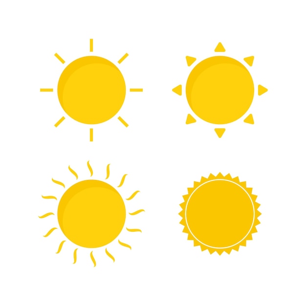 Einfache Sammlung von Ikonen der Sonne Vektorillustration