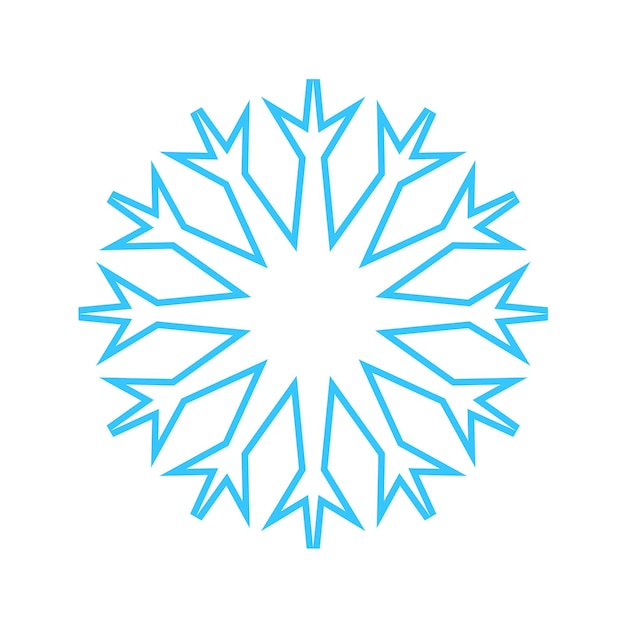 Vektor einfache schneeflocke aus blauen linien festliche dekoration für neujahr und weihnachten symbol des winterelements für design vektorillustration