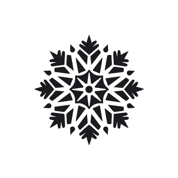 Einfache Schneeflockenform in schwarzer Isolation auf weißem Hintergrund