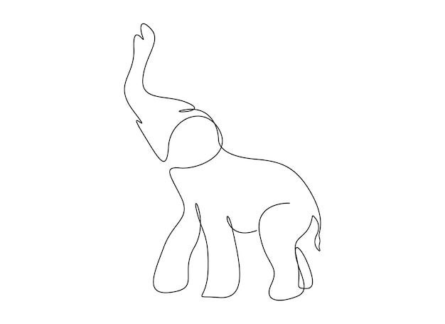 Einfache schöne Elefant kontinuierliche Ein-Linien-Zeichnung Isoliert auf weißem Hintergrund Vektor-Illustration