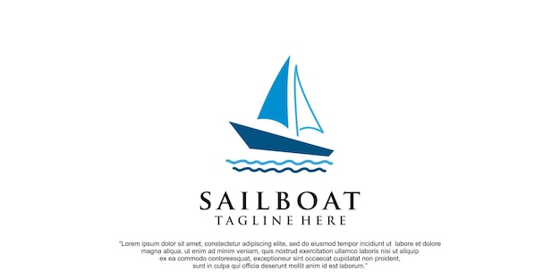 Einfache Segelyacht-Silhouette-Logo-Design-Inspiration Premium-Vektor