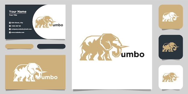 Vektor einfache und minimalistische elefantenlogoillustration. logodesign und visitenkarte