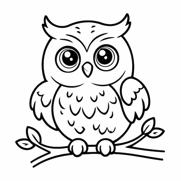Einfache Vektorillustration von Eule für Kinder Malseite