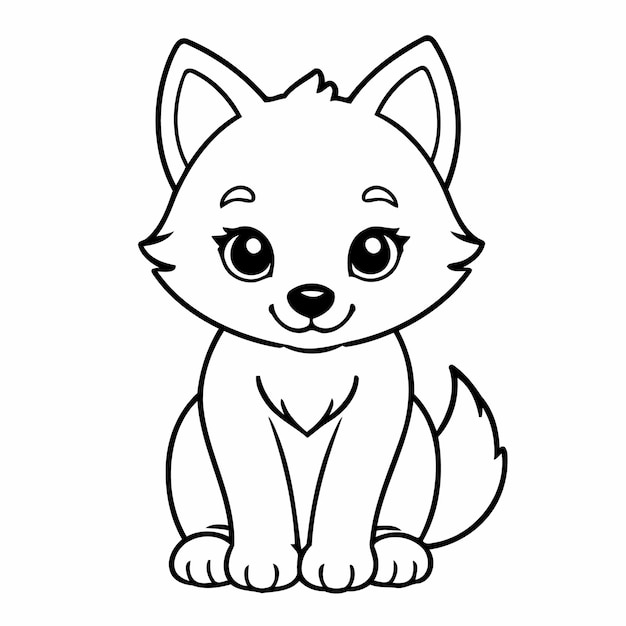 Einfache Vektorillustration von Wolf, die von Hand für Kleinkinder gezeichnet wurde