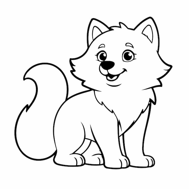 Einfache Vektorillustration von Wolf Zeichnung für Kinder Malseite
