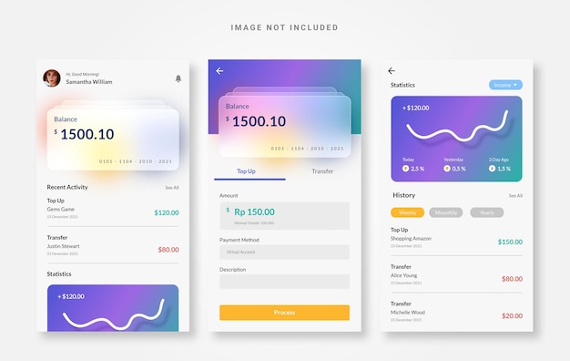 Vektor einfache wallet-app für das ui-design