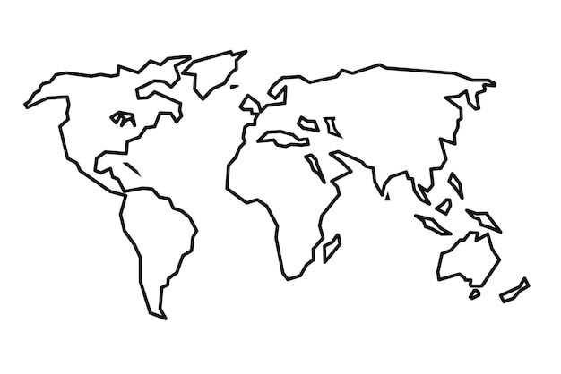 Einfache Weltkarte im flachen Stil isoliert auf weißem Hintergrund