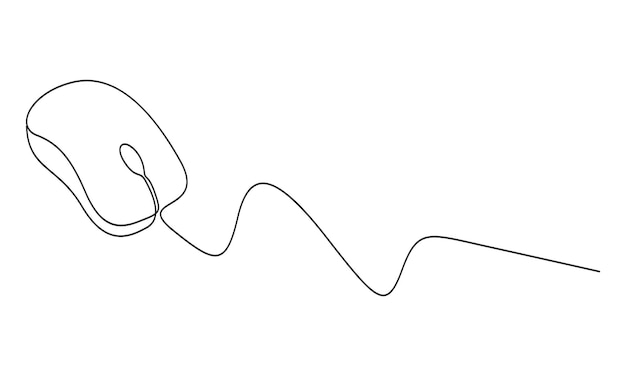 Einfache Zeichnung einer Computermaus mit einem Kabel