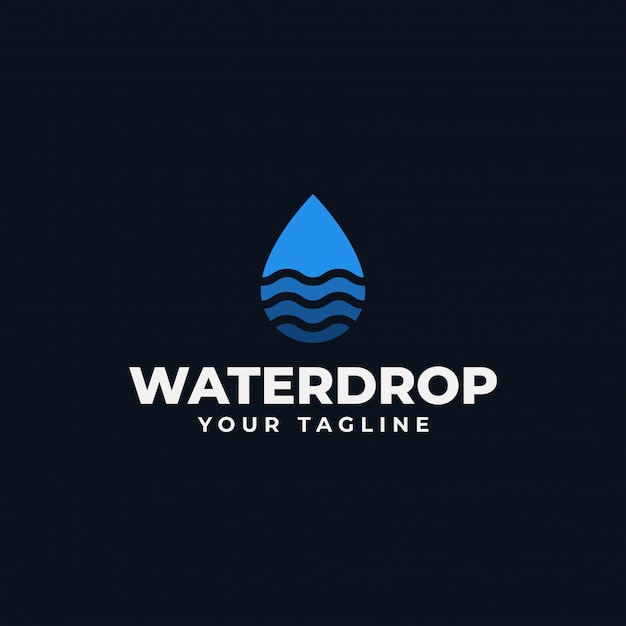 Vektor einfacher abstrakter wassertropfen mit welle logo template