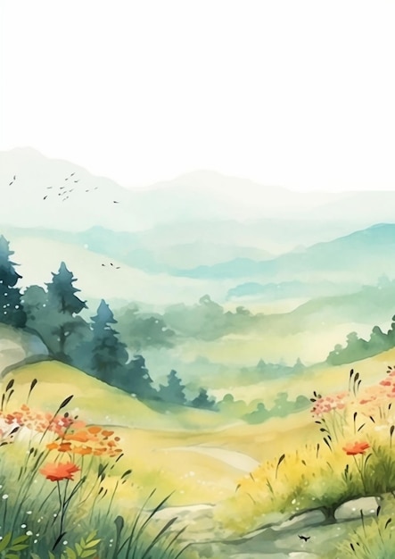 einfacher Aquarell-Landschaftshintergrund