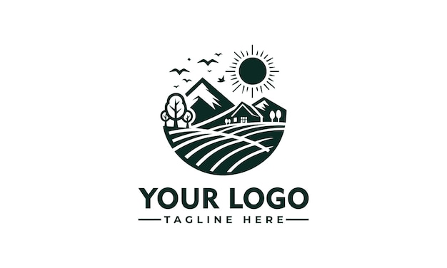 Einfacher bauern-logo-silhouette-stil für die landwirtschaft oder das landwirtschaftsgeschäft