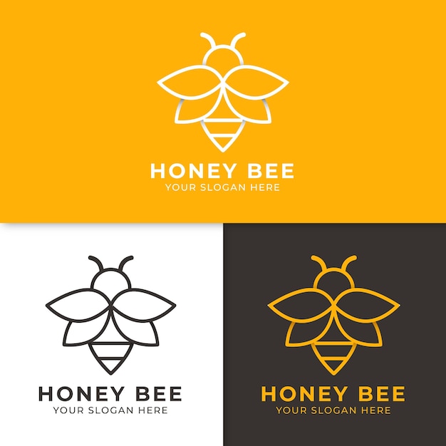 Einfacher linearer Stil des Bienenlogos