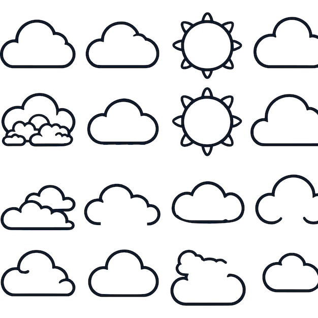 Vektor einfacher umriss der wolkenvektor