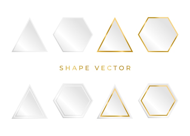 Einfaches 3D-Weiß- und Goldformbrett oder Rahmenvektor auf weißem Hintergrund mit dem Dreieck.