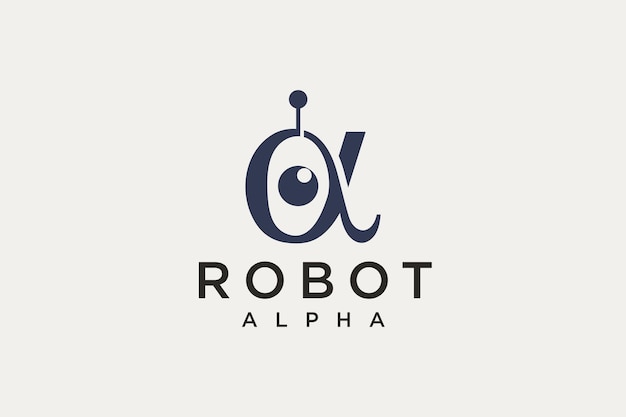 Einfaches alpha-roboter-logo-design