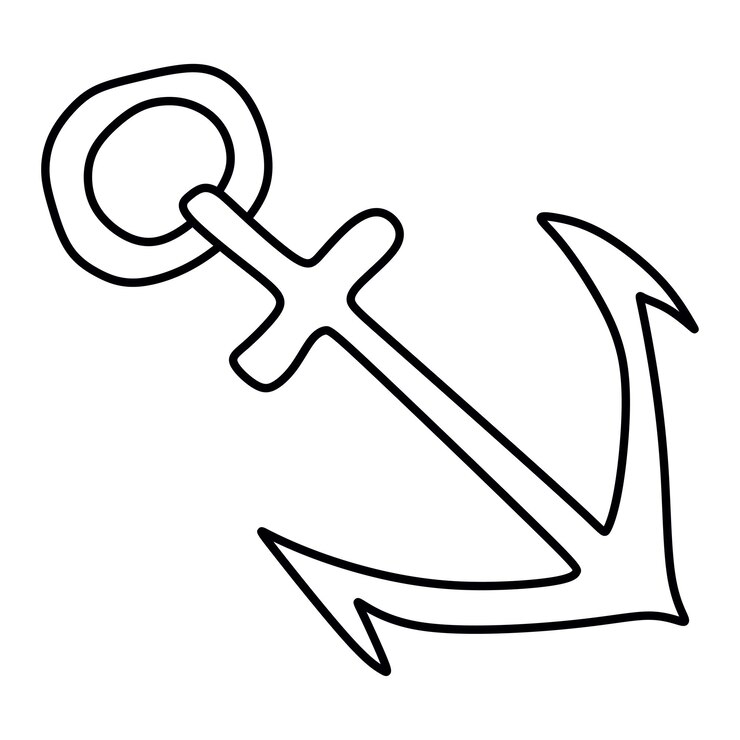 Vektor einfaches anker-symbol schifffahrtssymbol ozean-thema vektor-design-element für mobile app druck tattoo poster banner label sticker isolierte illustration in doodle oder linear-stil seegrafik.