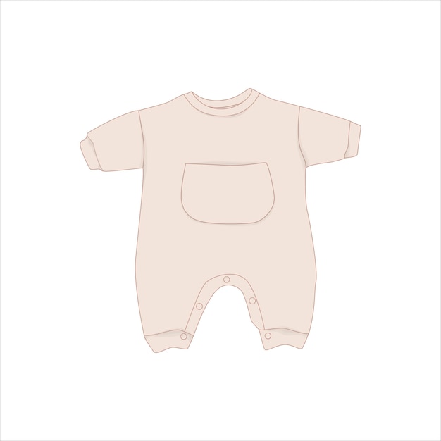 Einfaches baby-jumpsuit-design mit hemdtaschen-design für baby-werbevorlagen-design