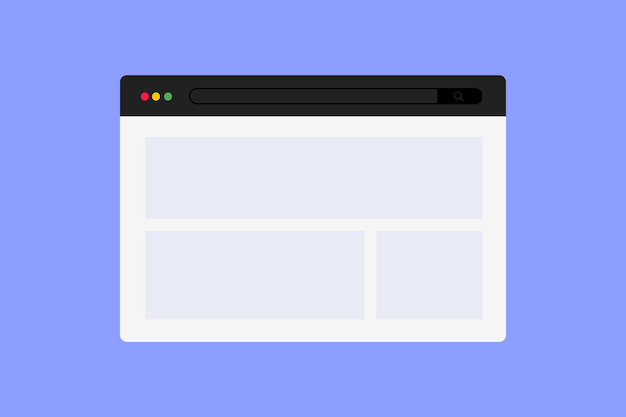Vektor einfaches browserfenster auf blauem hintergrund. vektor-illustration. bildschirm-screenshot-webseite