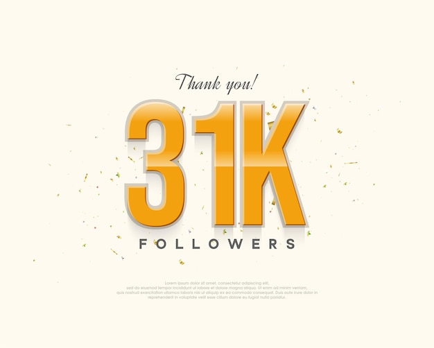 Einfaches Design Danke 31k Follower mit einem leichten glänzenden Design