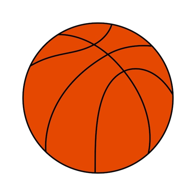 Einfaches Design der orange Ballsportikone des Basketballs auf weißer Hintergrundflachvektorillustration