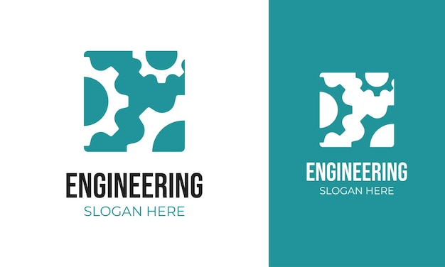 Einfaches engineering-logo-design mit zahnradsymbol für das industriekonzept