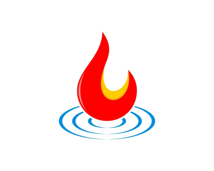Vektor einfaches feuer mit wasserwelle