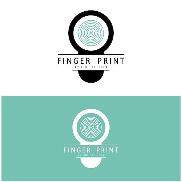 Einfaches flaches Fingerabdruck-Logo für SicherheitIdentifikationAbzeichenEmblemVisitenkartedigitalVektor