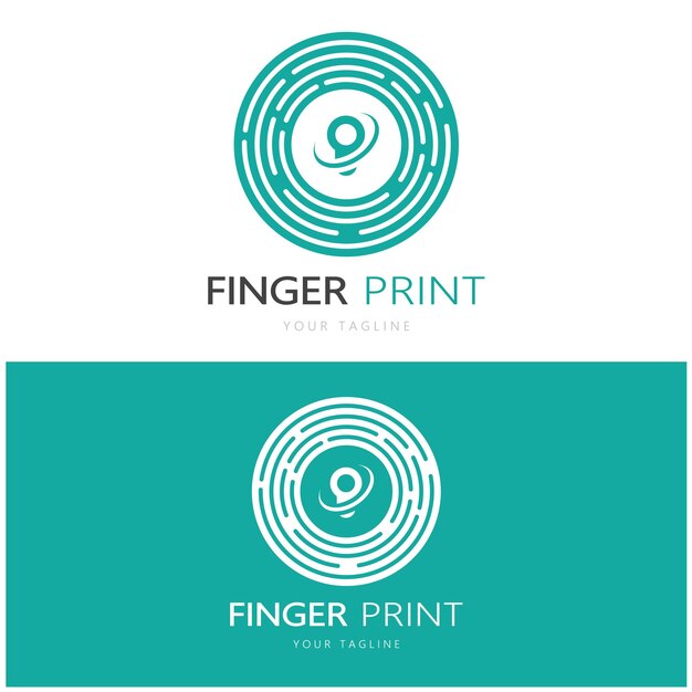 Einfaches flaches Fingerabdruck-Logo für SicherheitIdentifikationAbzeichenEmblemVisitenkartedigitalVektor