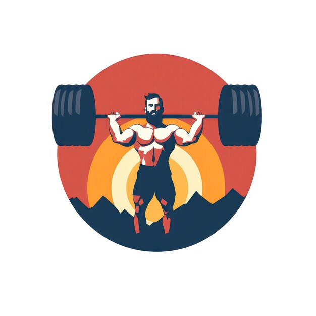 Vektor einfaches flaches vektor-design eines gewichtheben-logos fitnessstudio-logo von strongman