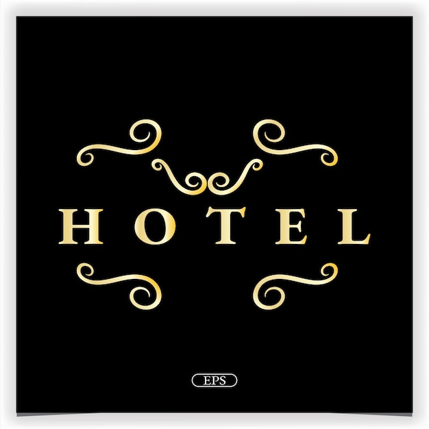 Einfaches goldenes hotellogo premium eleganter vorlagenvektor eps 10