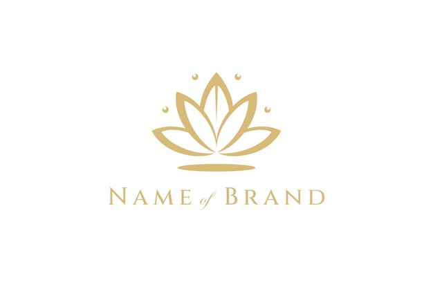 Einfaches goldenes logo blühende lotusblume im flachen design-stil